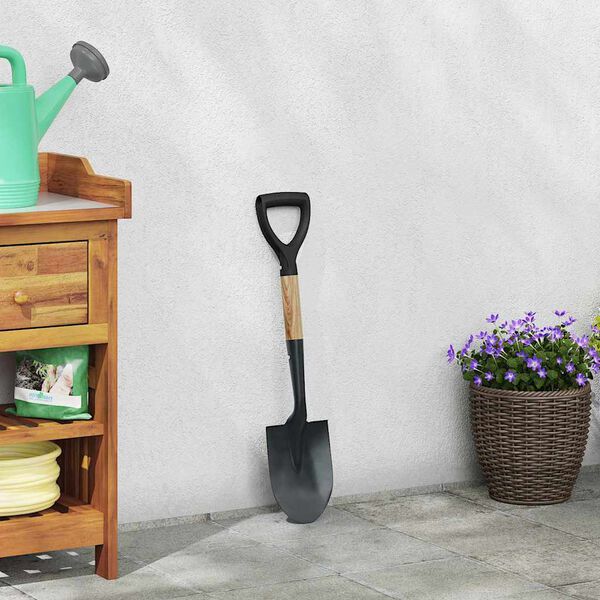 vidaXL Shovel Black 68.5 cm Power Coated Steel and Solid Wood