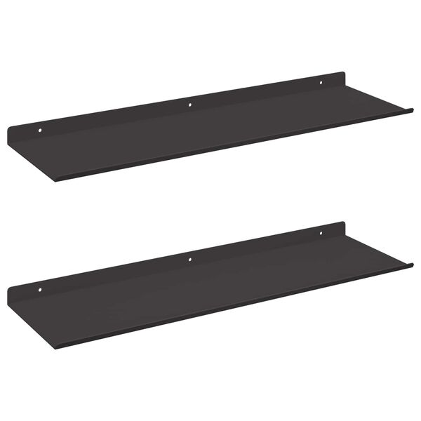 vidaXL Floating Shelf Wall-mounted 2 pcs Black 60 x 18 x 2.5 cm Steel
