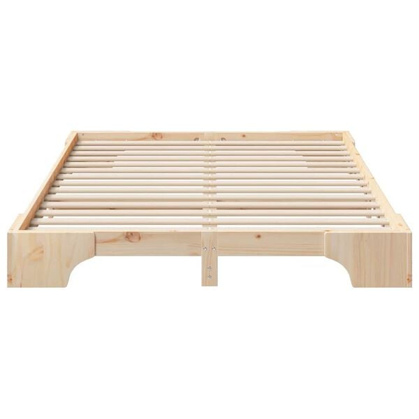 vidaXL Bed Frame Brown 140 x 210 cm Solid Pine Wood