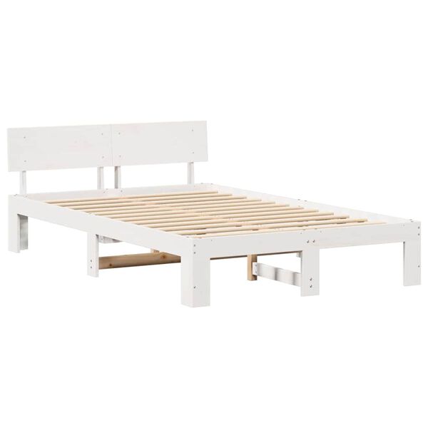 vidaXL Bed Frame with Headboard White 120 x 200 cm Solid Pine Wood