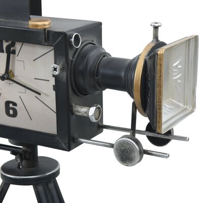 vidaXL Table Clock Black 34x18x47 cm Iron and MDF