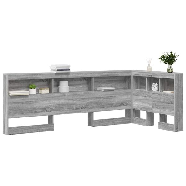 vidaXL Storage Headboard with Shelf Grey Sonoma 80 cm Engineered Wood