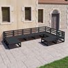 vidaXL 9 Piece Garden Lounge Set Black Solid Pinewood