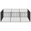 vidaXL Dog Playpen 12 Panels Black Galvanised Steel