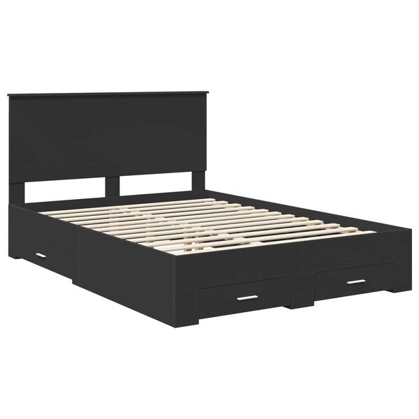 vidaXL Bed Frame Black and Silver 150 x 200 cm Engineered Wood