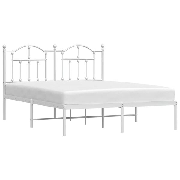 vidaXL Metal Bed Frame without Mattress with Headboard White 140x190cm