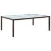 vidaXL Outdoor Dining Table | Brown | PE rattan, milky tempered glass, steel