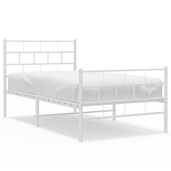 vidaXL Metal Bed Frame without Mattress with Footboard White 80x200cm
