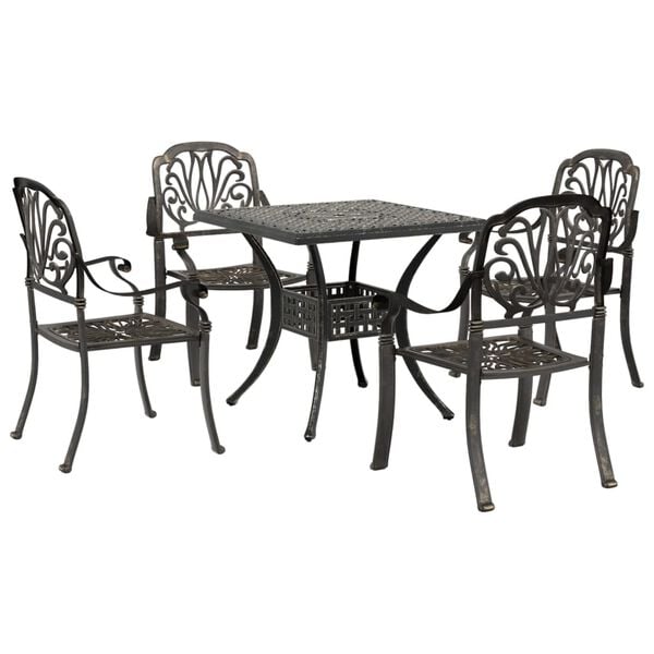 vidaXL 5 Piece Garden Dining Set Bronze Cast Aluminium