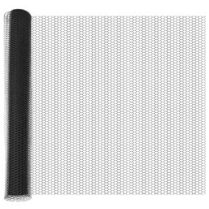 vidaXL Hexagonal Fence with Post 25 x 1.4 m PVC-Coated Steel Grey Mesh
