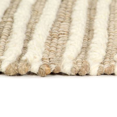 vidaXL Rug Hemp Wool 160x230 cm Natural/White