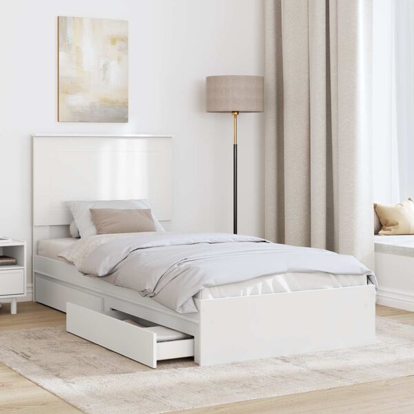 vidaXL Storage Bed with Headboard White 90 x 190 cm Engineered Wood