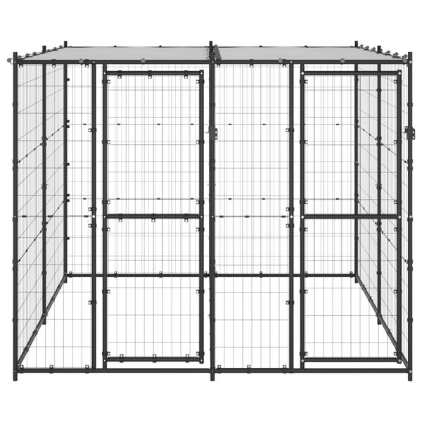 vidaXL Outdoor Dog Kennel Steel with Roof 4.84 m&sup2;
