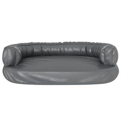 vidaXL Ergonomic Foam Dog Bed Grey 75x53 cm Faux Leather