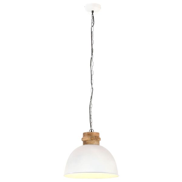 vidaXL Industrial Hanging Lamp White Round 50 cm E27 Solid Mango Wood