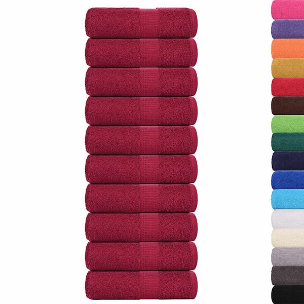 vidaXL Wash Towels "FROGN" 10 pcs Bordeaux 30x30 cm 360 gsm