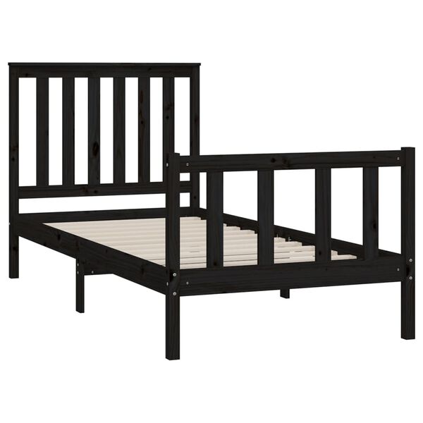 vidaXL Bed Frame without Mattress Black 100x200 cm Solid Wood Pine