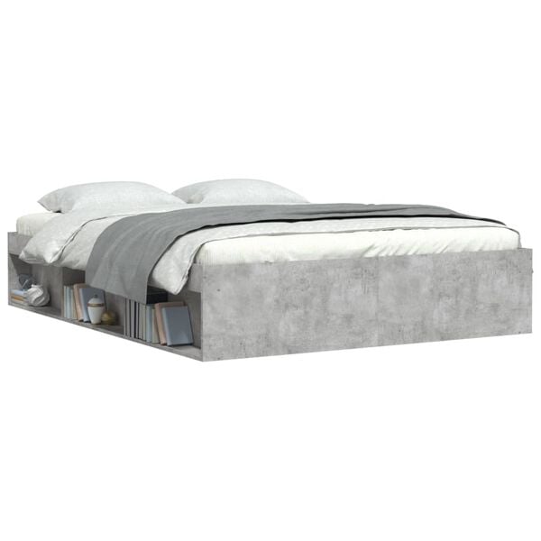 vidaXL Bed Frame without Mattress Concrete Grey 140x200 cm