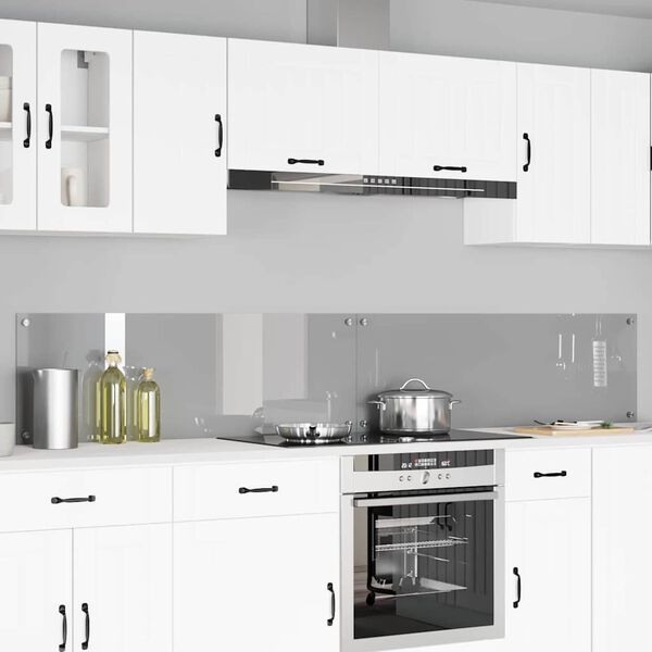 vidaXL Kitchen Backsplash 2 pcs Light Grey 120 x 40 cm Tempered Glass