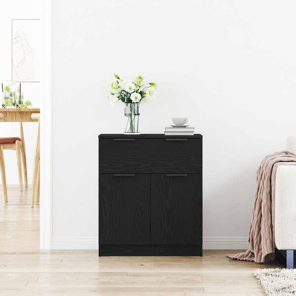vidaXL Sideboard with Drawer Black Oak 60 x 30 x 70 cm Engineered Wood