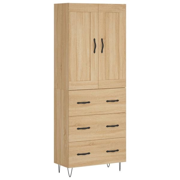 vidaXL Highboard Sonoma Oak 69.5x34x180 cm Engineered Wood