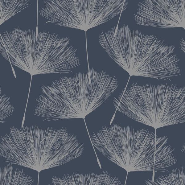 DUTCH WALLCOVERINGS Wallpaper Fleur Navy Blue and Grey
