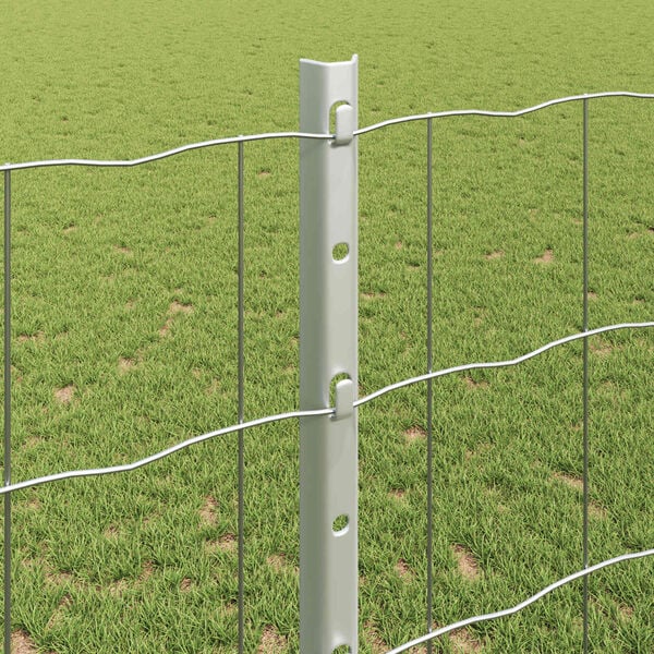 vidaXL Fence with Post Silver 1.2 x 25 m Steel