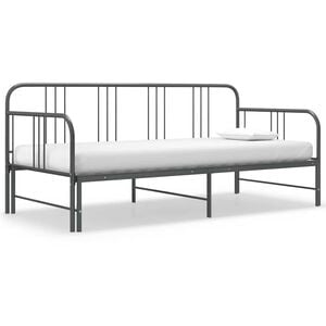 vidaXL Pull-out Sofa Bed Frame without Mattress Grey Metal 90x200 cm
