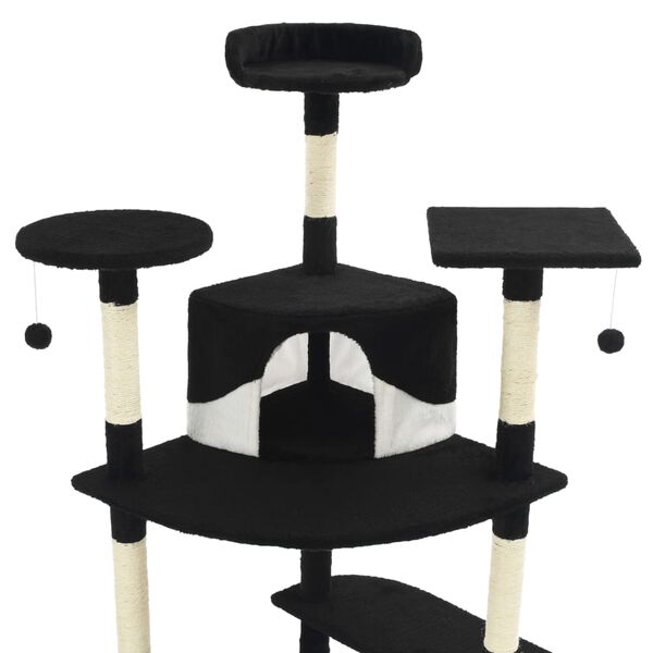 vidaXL Cat Tree with Sisal Scratching Posts 203 cm Black and White