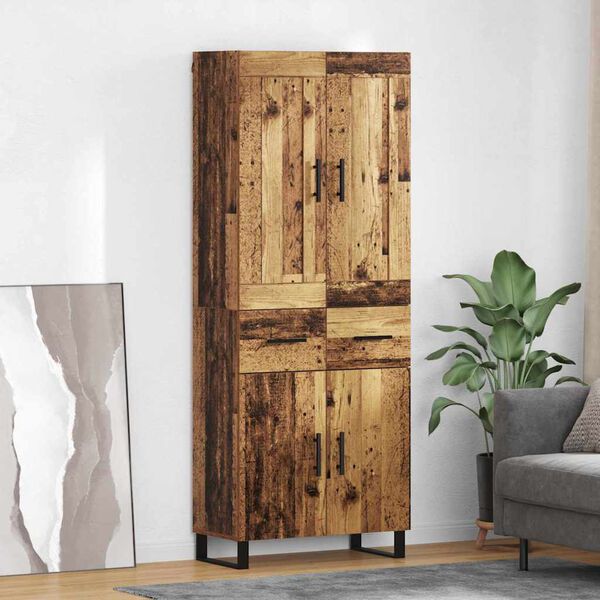 vidaXL Highboard Old Wood 69.5 x 34 x 180 cm Engineered Wood