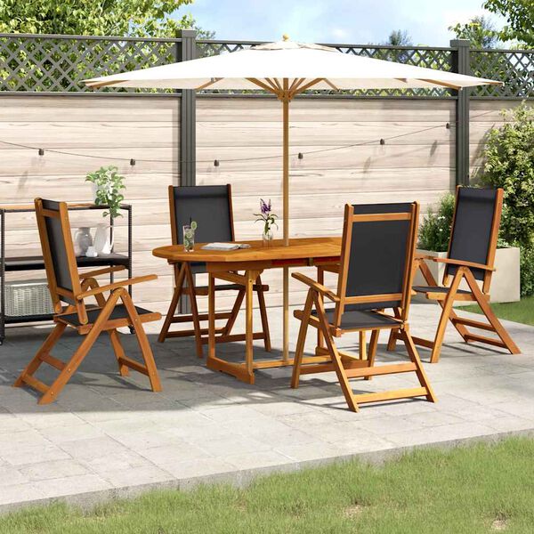 vidaXL 7 Piece Garden Dining Set Solid Wood Acacia and Textilene
