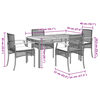 vidaXL 5 Piece Garden Dining Set with Cushions Black Poly Rattan