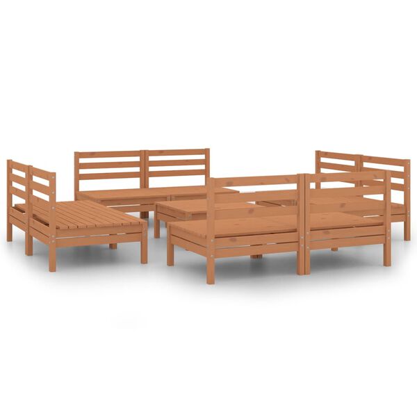vidaXL 9 Piece Garden Lounge Set Honey Brown Solid Pinewood