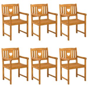 vidaXL Garden Chairs 6 pcs Natural Solid Acacia Wood