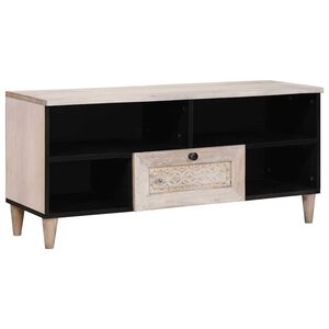 vidaXL TV Cabinet Bleached White 100 x 33 x 46 cm Solid Mango Wood
