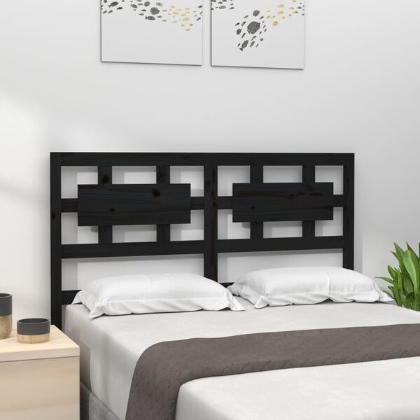 vidaXL Bed Headboard Black 165.5x4x100 cm Solid Wood Pine