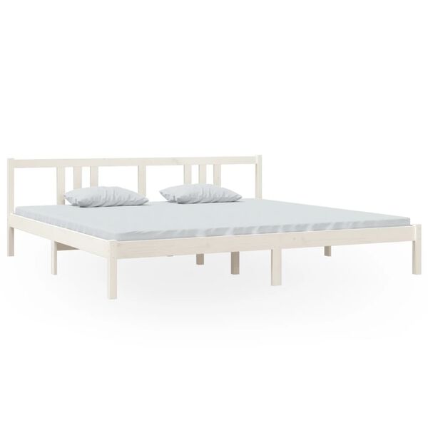 vidaXL Bed Frame without Mattress White Solid Wood 200x200 cm