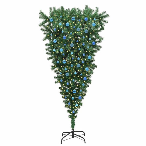 vidaXL Upside-down Artificial Pre-lit Christmas Tree with Ball Set