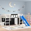 vidaXL Kids' Loft Bed with Curtains without Mattress White&Black 90x190cm