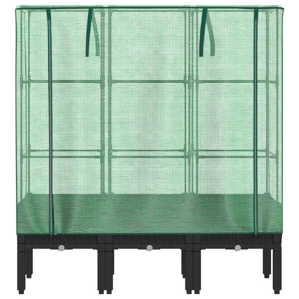 vidaXL Raised Bed with Greenhouse Cover Rattan Look 120x40x140 cm