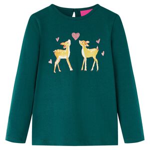 Kids' T-shirt with Long Sleeves Dark Green 92
