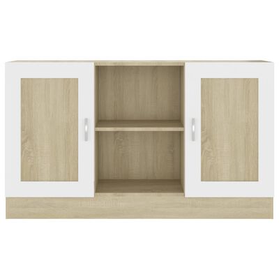 vidaXL Sideboard White and Sonoma Oak 120x30.5x70 cm Engineered Wood