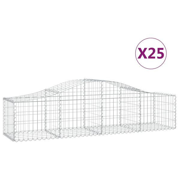 vidaXL Arched Gabion Baskets 25 pcs 200x50x40/60 cm Galvanised Iron