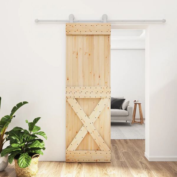 vidaXL Sliding Door with Hardware Set 70x210 cm Solid Wood Pine