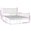 vidaXL Metal Bed Frame without Mattress with Footboard White 120x190cm