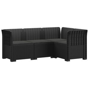 vidaXL 4-Seater Garden Sofa with Cushions Rattan Look PP Anthracite