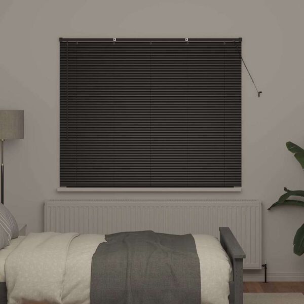 vidaXL Venetian Blinds Height Adjustable Black 130 x 160 cm Aluminium