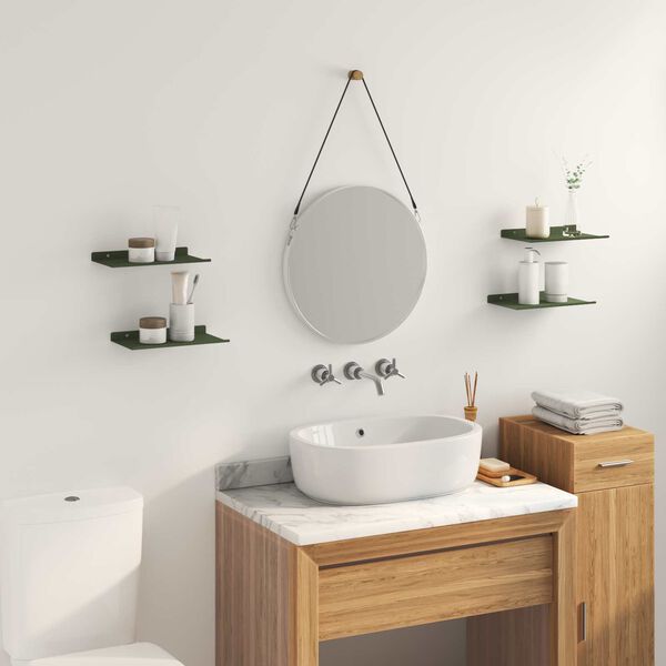 vidaXL Floating Shelf 4 pcs Olive Green 30 x 18 x 2.5 cm Steel