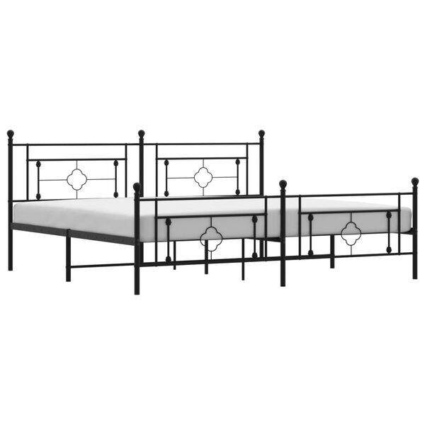 vidaXL Metal Bed Frame without Mattress with Footboard Black 200x200cm