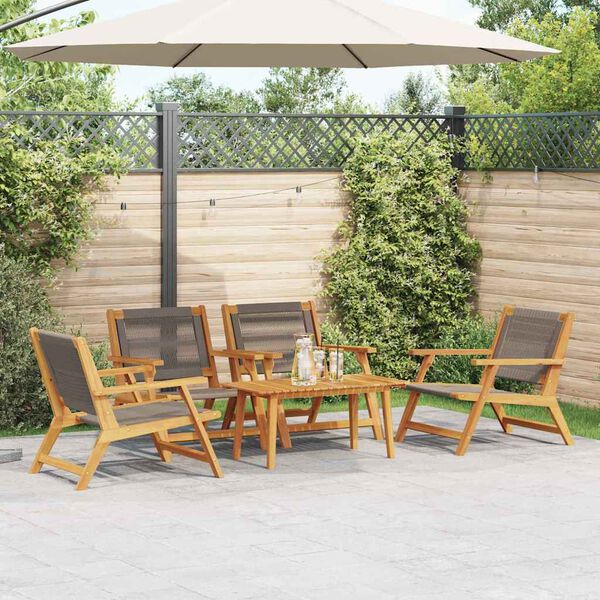 vidaXL Garden Chairs with Table 5 pcs Grey Solid Acacia wood